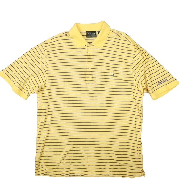 Masters Collection 60's Two-Ply Mercerized Yellow Striped‎ Polo Men's Size XL - Picture 1 of 7